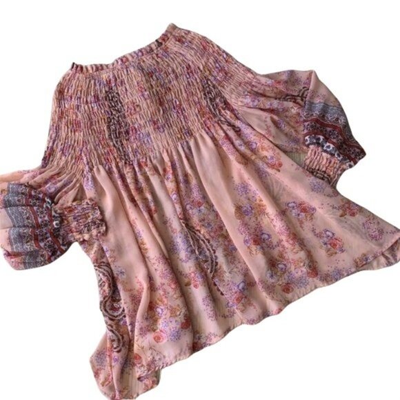 Altar'd State Boho Flowy Romantic Floral Print Pleated Tunic S - Picture 4 of 11